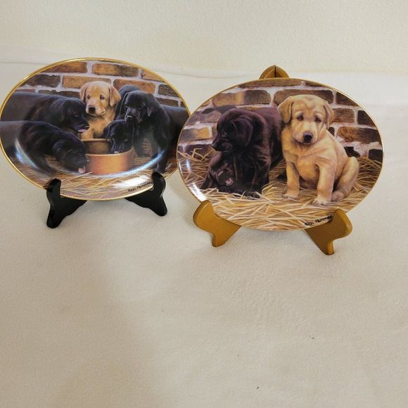 Franklin Mint Collectors Plates With Lab Puppies - Picture 1 of 6